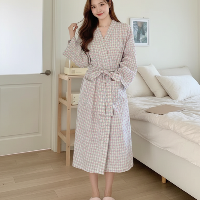 라베 여성 하트 로브 골프 호텔 샤워 가운 파자마 잠옷