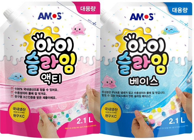 (2.1L 대용량 세트) 아모스 아이슬라임 액티 2.1L+베이스 2.1L, 1세트