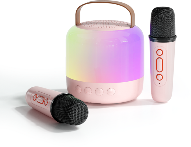 NICESUN 무드등 블루투스 스피커 휴대용 노래방 무선 마이크 세트 페스티벌 선물 Y6, 핑크