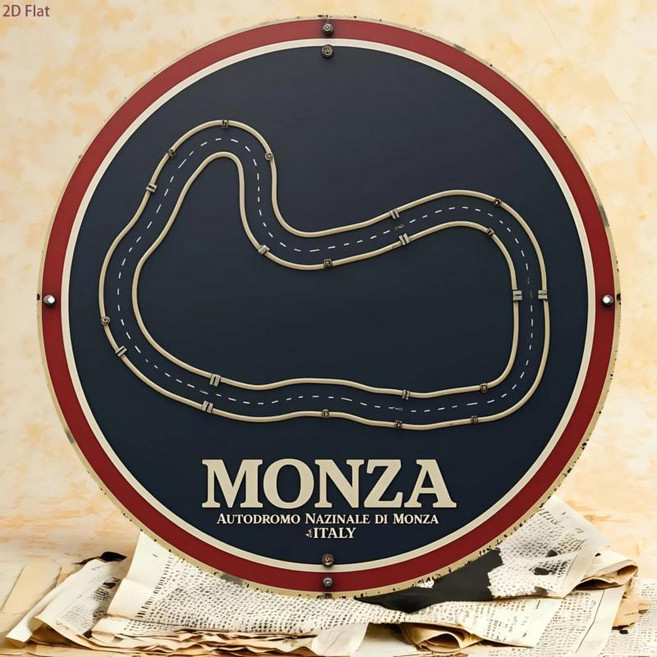 플랫 레트로 몬자 서킷 벽장식 빈티지 레이스 트랙 테마 알루미늄 플라크 차고 동굴 자동차 적합, 1개