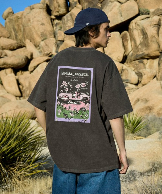 미니멀프로젝트 플라워 프레임 피그먼트 반팔티셔츠 MST164 다크그레이