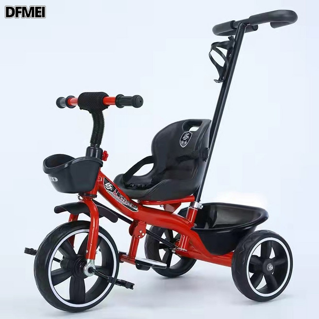 DFMEI 兒童三輪車 寶寶手推腳踏車, 1個, 1cm, 紅色二合一:參考詳情