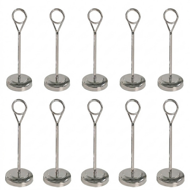 애니모어 원형 스탠드 메모꽂이 홀더 명함 가격표, 10개, 실버