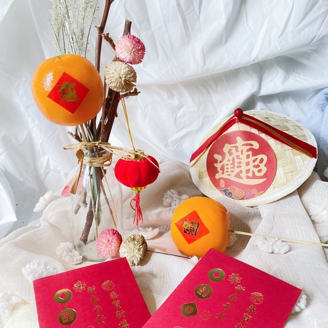 迎春過年裝飾品 紅包袋年節吊飾盆花素材紅燈籠, 1個, 擺飾-恭賀新禧