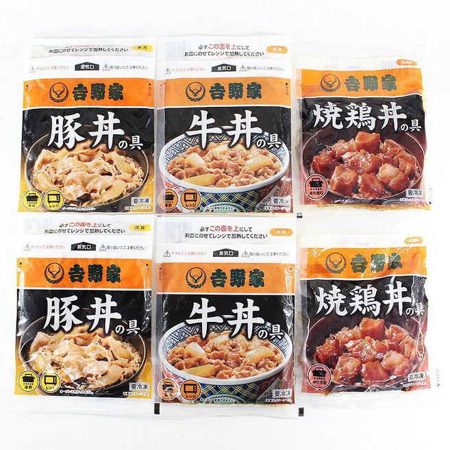요시노야 규동 덮밥 일본 간편식 3종류 6팩 세트, 1개, 1kg