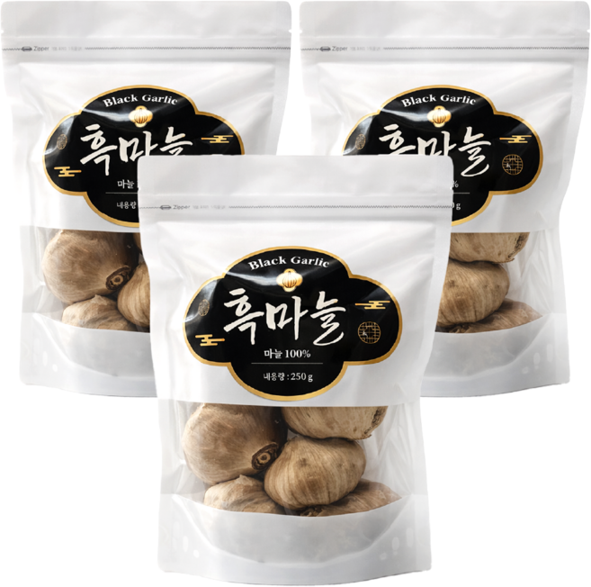 저온숙성 프리미엄 통흑마늘 마늘 100% 비건, 3개, 250g