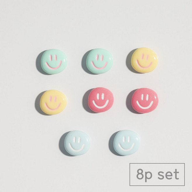 84x84 인테리어 소품 현관문 냉장고자석 마그네틱, 마카롱스마일8p