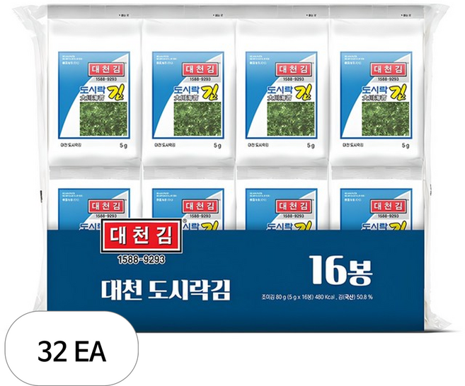 대천김 재래 도시락김, 5g, 32개
