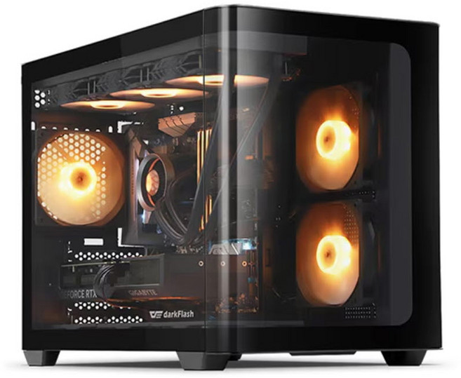 다크플래쉬 darkFlash DPW90M ARGB 강화유리 미니타워 컴퓨터 PC 케이스 (블랙), 1개