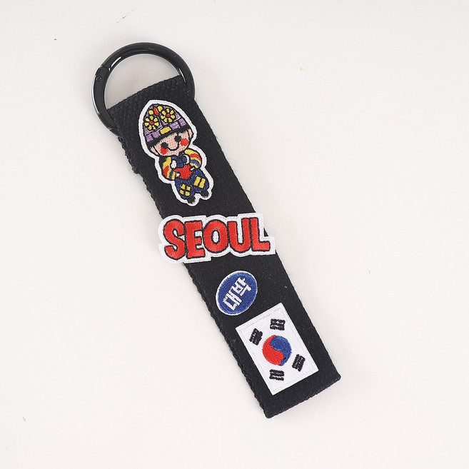 완제품 와펜 스트랩 키링 단체 선물 가방 꾸미기 귀여운 디자인 왕고리, 1개, 한복 블랙