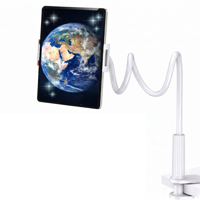 두손프리 휴대폰 태블릿 침대 자바라 거치대, 1개, 화이트