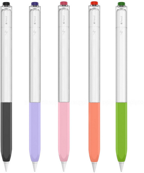 서플라이코 애플펜슬 2세대 투톤 연필 실리콘 케이스, 투톤-블랙, 1개