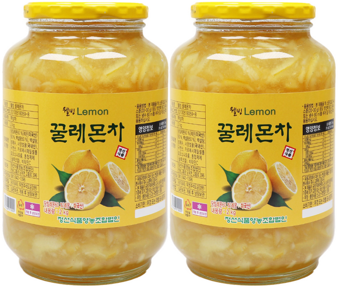 자연톡 고흥 웰빙 꿀 레몬 차 청 즙, 2kg, 1개, 2개입