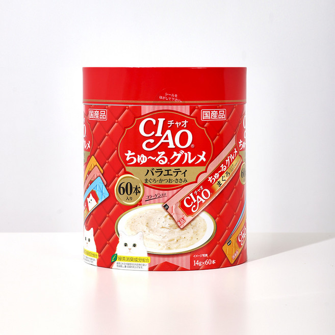 챠오츄르 고양이 구루메 버라이어티 간식 60p, 혼합맛(참치/가다랑어/닭가슴살), 840g, 1개