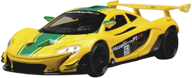 마이카 다이캐스트 금속 1:22 맥라렌 P1 GTR 모델 자동차 모형 피규어 장식, 1개, 02.옐로우