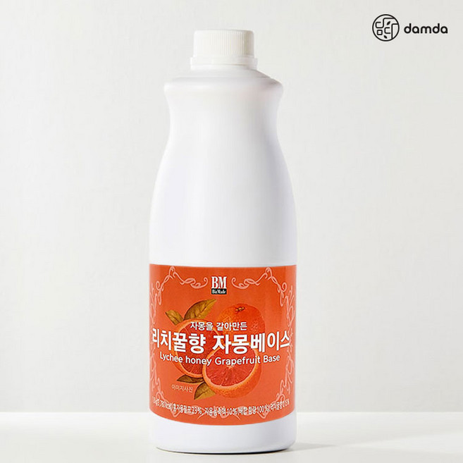 [담다] 자몽을 갈아만든 리치꿀향 자몽베이스 1.8kg 카페 음료에이드 스무디, 1개