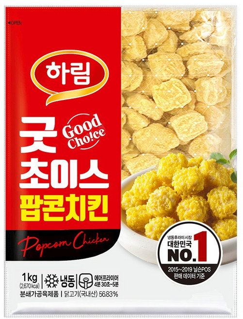 하림 굿초이스팝콘치킨 1kg, 4개