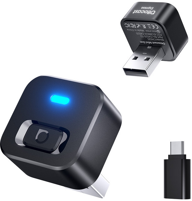 오토캐스트 미니 자동차 어댑터 무선 카플레이 안드로이드 오토 2in1 플러그 앤 플레이 스마트 버튼 지원 현대 기아 호환, 블랙, CA525-T2