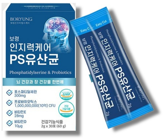 두뇌건강 장건강 포스타티딜세린 유산균 인지력케어 PS유산균 먹기편한 분말타입, 30포
