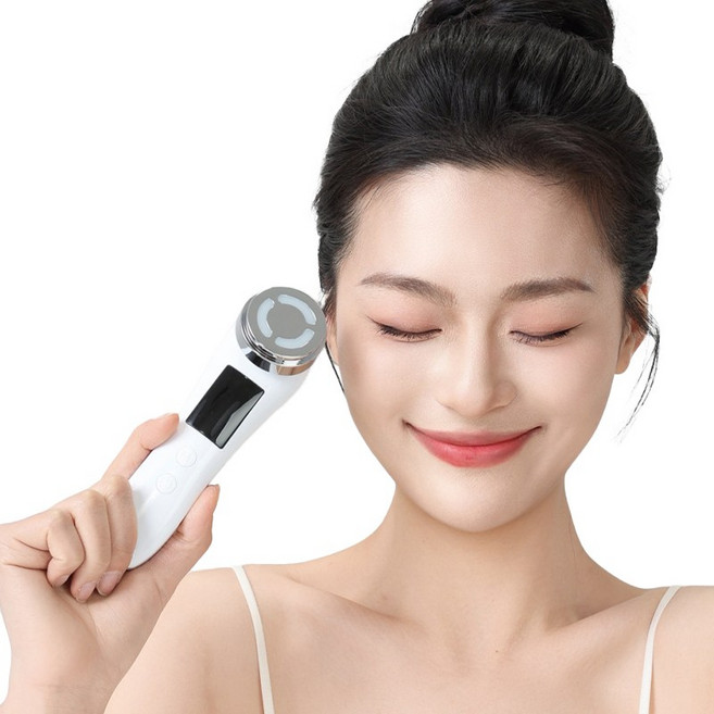 ERAN스타 갈바닉 얼굴마사지기 가정용 뷰티디바이스 LED EMS진동클렌저 마사지기 피부 토탈케어, 화이트