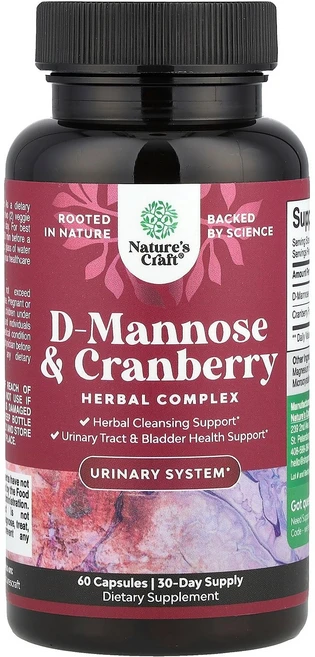 네이처스 크래프트 Nature's Craft D-만노스 & 크랜베리 캡슐 60정123742원산지:기타, 60 개 - 쿠팡