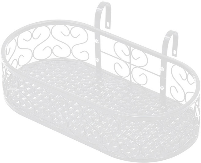 MK 베란다 화분걸이대 일반 난간용 (라운드 50 X 25cm) 난간고리2개형, 화이트