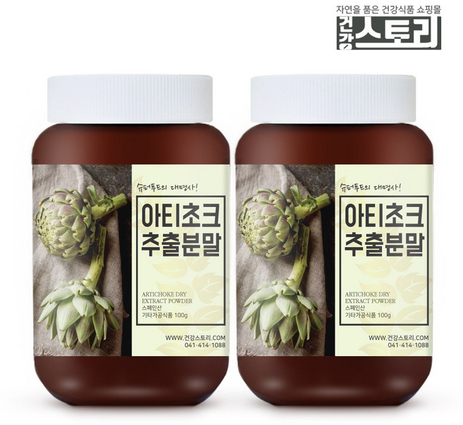 건강스토리 아티초크추출분말 100g X 2통 스페인산, 2개