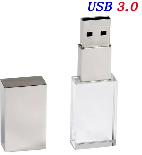JASTER 크리스탈 USB 3.0 플래시 드라이브 무료 맞춤형 로고 펜 드라이브 4GB 16GB 32GB 64GB 3D 조각 로고, 03 Silver no box, 01 32GB