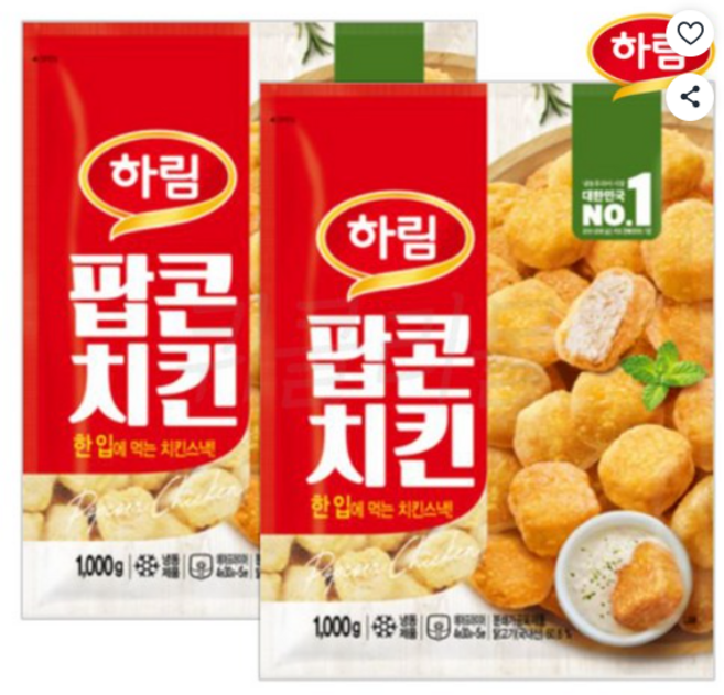 (무)(냉동)팝콘치킨(하림 1kg), 1kg, 2개