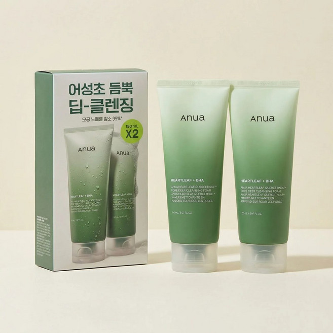 아누아 쿼세티놀 모공 딥 클렌징 폼, 150ml, 2개