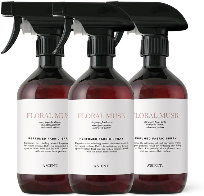 에이센트 섬유탈취제 500ml, 플로럴머스크, 3개