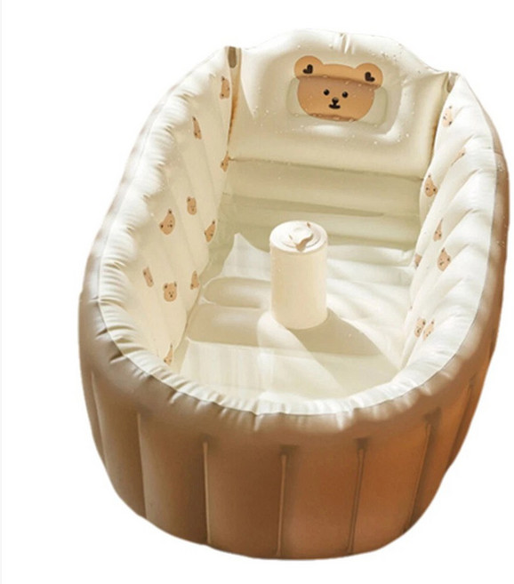 24H出貨韓風便攜大容量寶寶充氣澡盆 游泳池 戲水池 幼兒可坐可躺 洗澡神器【SV61336】BO雜貨, 棕色熊頭