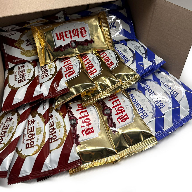 크라운 과자 3종세트 쵸코하임+화이트하임+버터와플 총30개 대용량