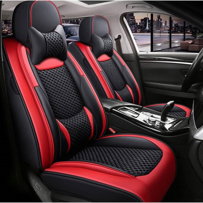 싼타페 리무진 시트커버 DM TM CM MX5 하이브리드 더프라임 가죽 카시트 버킷시트 운전석 조수석 전차종가능, 1세트, EV11 레드(운전석조수석뒷좌석)