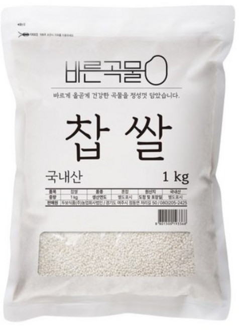 바른곡물 국산 찹쌀, 1개, 1kg