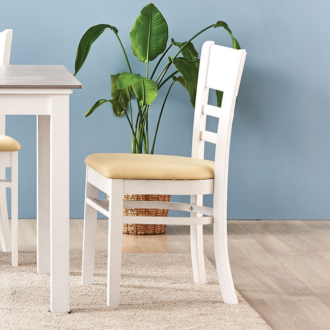 동서가구 캐빈 고무나무원목 식탁의자 2개세트 (우드 인테리어 의자) DF901694, 화이트_