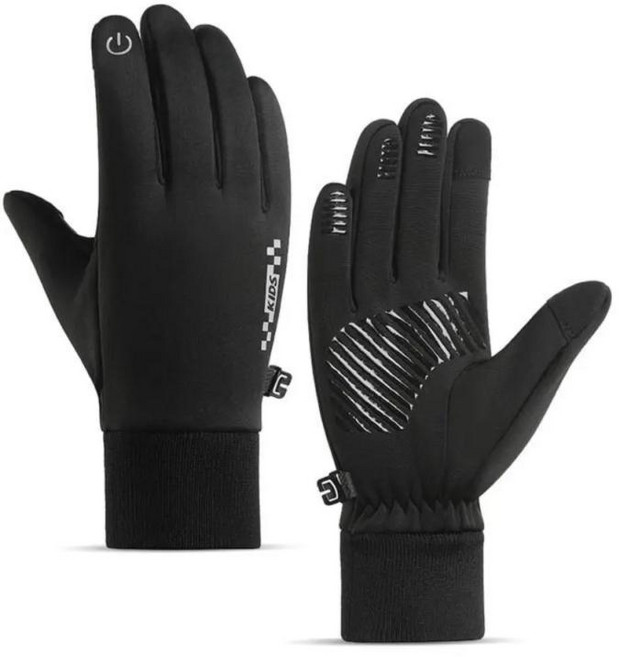 논슬립 겨울 자전거 타기 장갑 풀핑거 방한 방풍 반사 스포츠, 색상: 4. Black-M, 1개