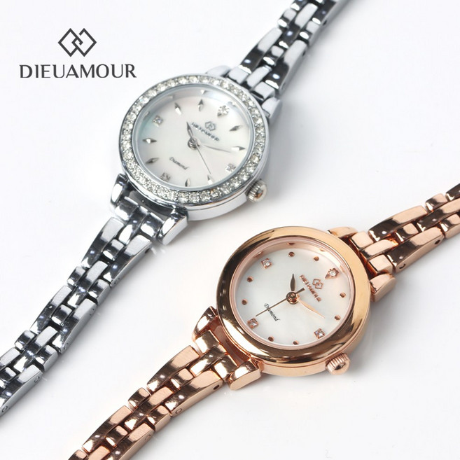디유아모르 천연 다이아 세팅 여성용 메탈 시계 DAW3101M DAW3102M / 보증서+다이아감정서+케이스+쇼핑백 풀세트