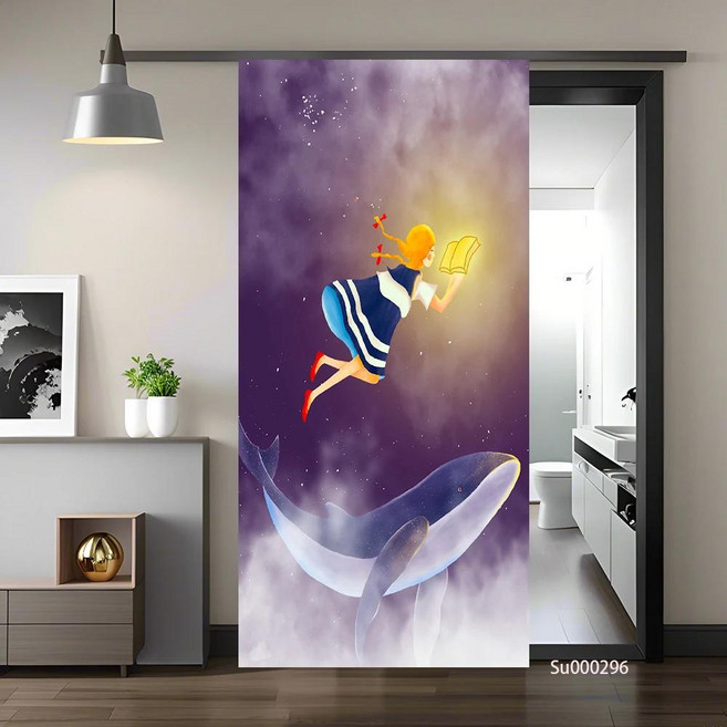 돌고래 카브라이트 귀여운 동물 도어 스티커 방수 탈부착 홈 장식 비닐 데칼, 1개, 27. 27 / A. 40x120cm(not cut)