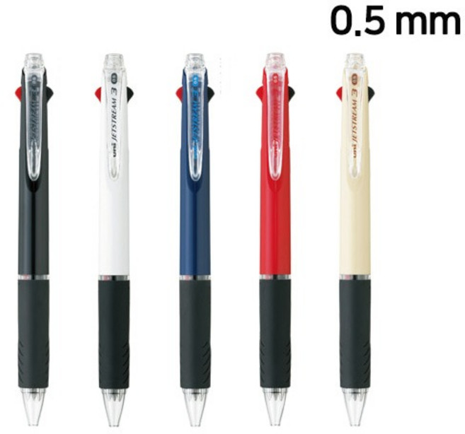 (UNI) 제트스트림펜 3색 볼펜 0.5mm 1자루 SXE3-400-05 JETSTREAM, 레드