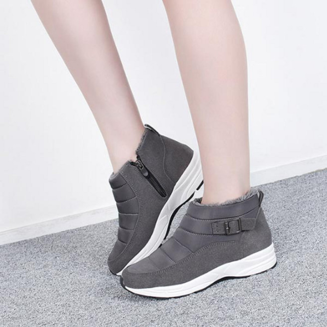 아크라 케이즈 남성 여성 패딩 스웨이드 방한화 겨울 지퍼 양털 안감 퍼 논슬립 컴포트화