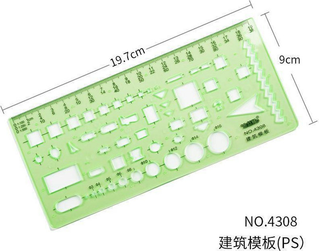 多功能繪圖尺 金絲猴模板畫圓橢圓化工電工室內建築家具多功能繪圖尺子製圖設計 多功能繪圖尺, 4308 建築, 1個