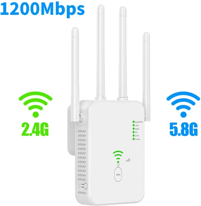 무선 5G WiFi 리피터 1200Mbps 라우터 부스터 듀얼 밴드 장거리 익스텐더 신호 증폭기, 03 White, 01 EU 플러그