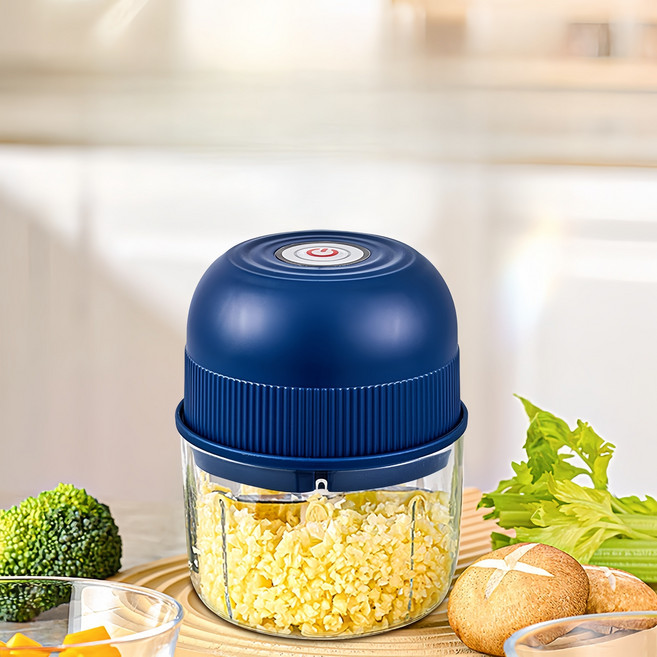 무선 전동 충전식 마늘 다지기 원터치 마늘 다지기 만능다지기, 푸른, 1개