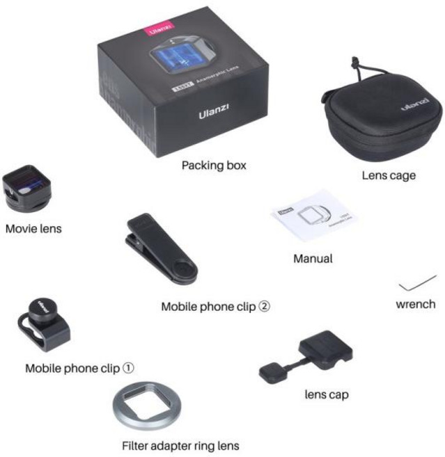 Ulanzi 아나모픽 렌즈 아이폰 13 12 미니 프로 맥스 11 1.55X 와이드 스크린 비디오 와이드 스크린, 한개옵션1