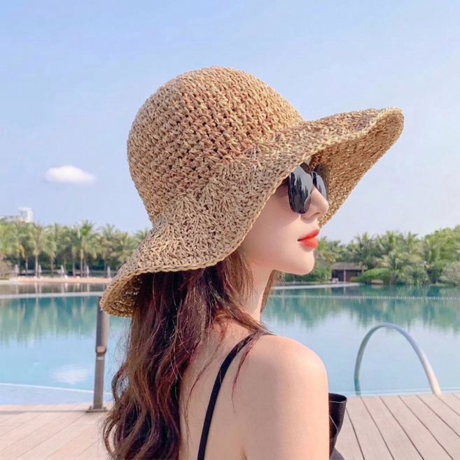 아리아 여성 여름 라탄 밀짚 모자 라피아햇