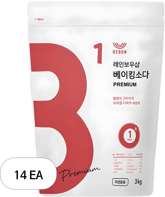 레인보우샵 베이킹소다 베이직, 3kg, 14개
