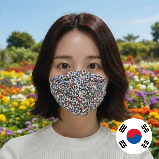 보라월드 빨아쓰는 천 순면 마스크, [단일] 01 화사한 봄꽃 화이트, 1개, 1개입