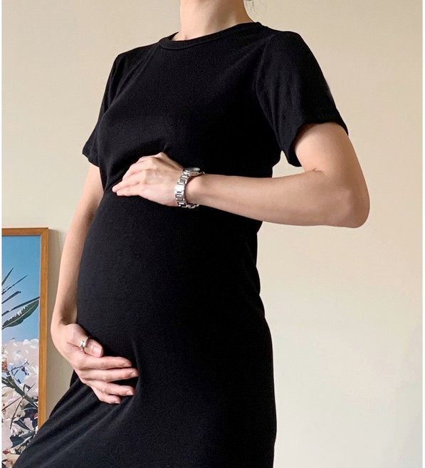 메인 반팔 라운드 임산부 만삭촬영 사진 주수 임부원피스