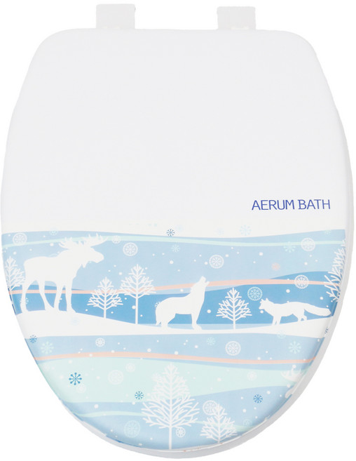 투투파파 윈터울프디어 변기커버 중형 대형 소프트 변기시트, 1개, 윈터울프 화이트